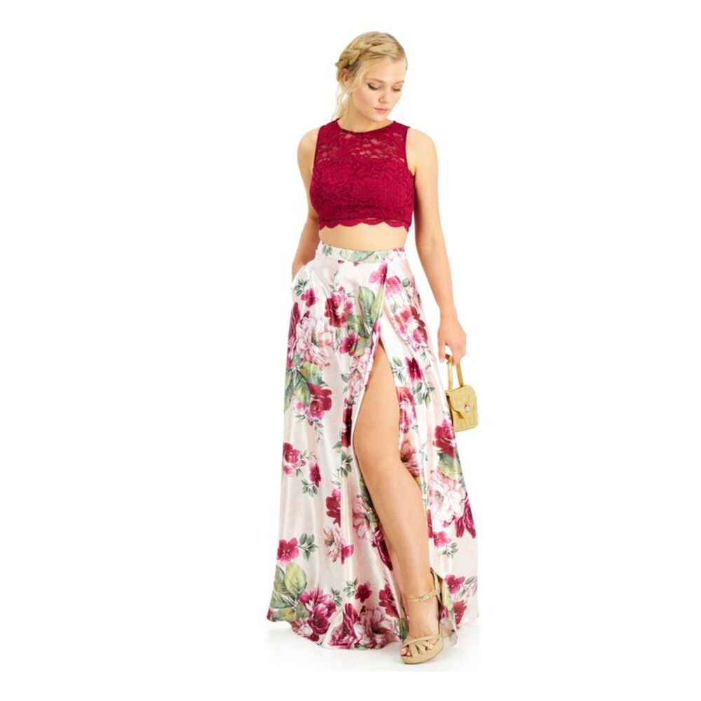 NWT CRYSTAL DOLLS Womens Top Burgundy Sleeveless Prom Cropped Juniors 11